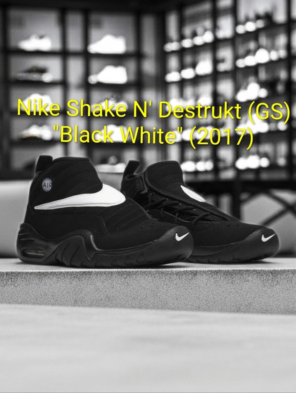 Nike Shake N' Destrukt (GS)Rare "Black White" (2017) M6Y/W7.5  EUC